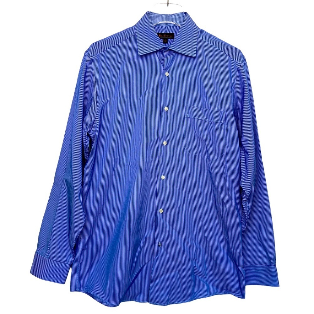 Ben Sherman Blue Pinstripe Long Sleeve Dress Shirt. Size 15 32/33 Medium - Picture 5 of 5